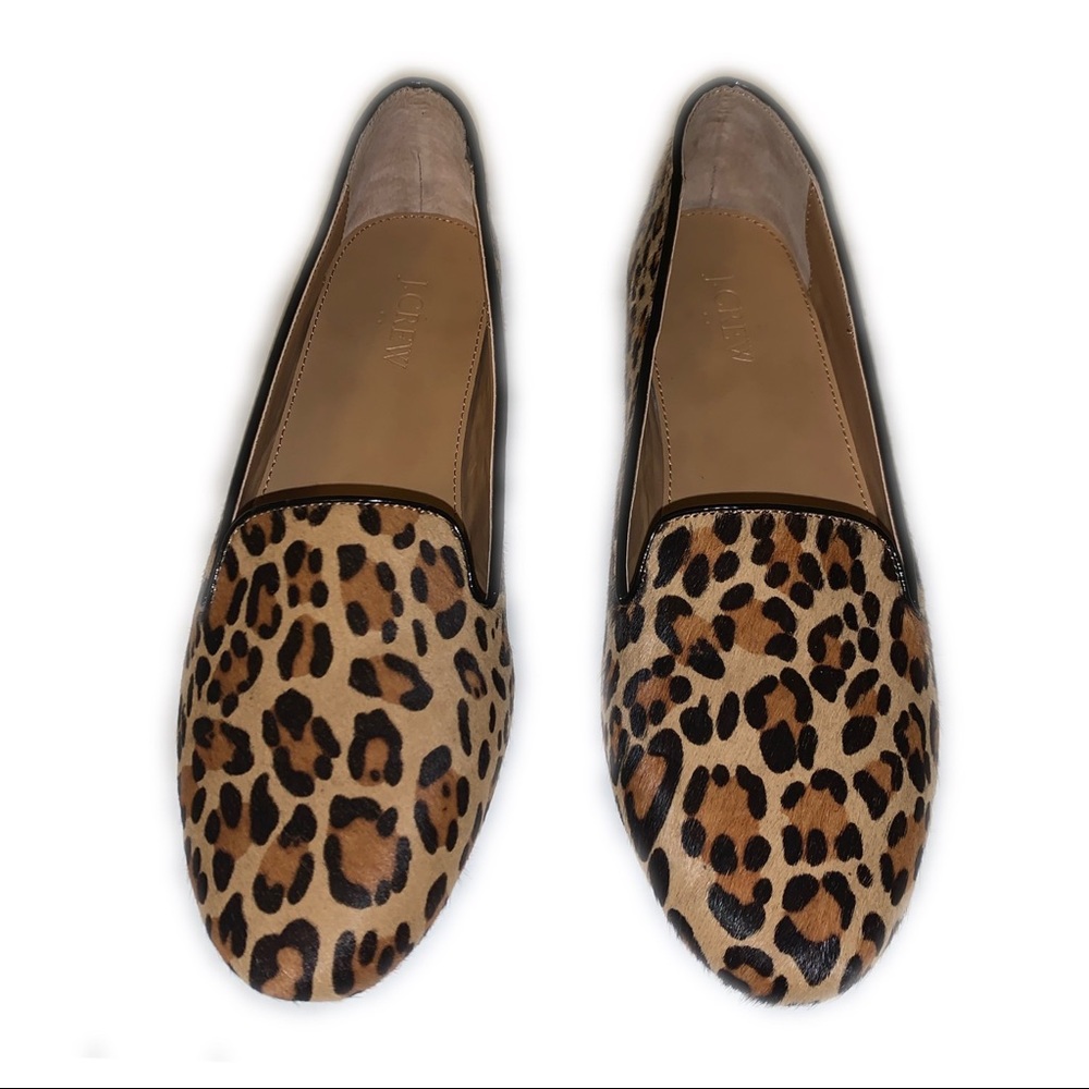 J Crew Cheetah Print “Calf-Hair Smoking Loafers”